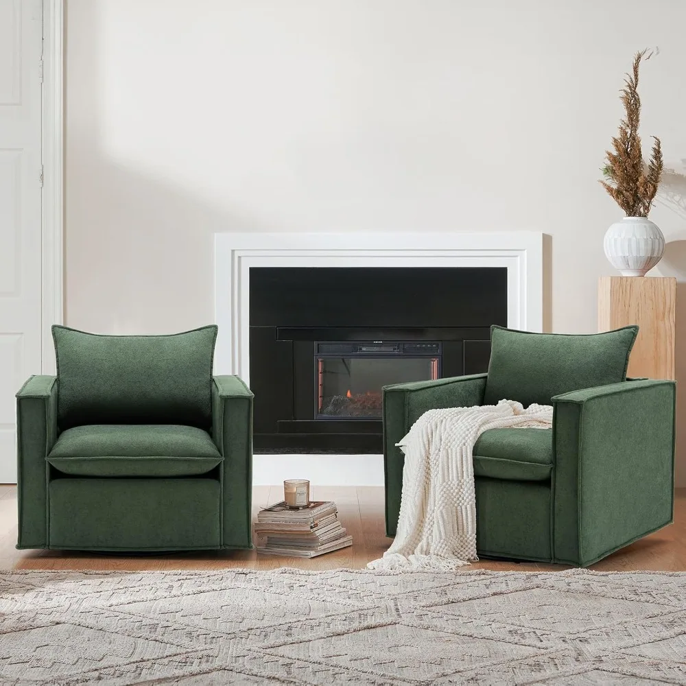 pair of swivel accent chairs, 34" wide with plush back cushions, contemporary living room furniture
pair of swivel accent chairs, 34" wide with plush back cushions, contemporary living room furniture