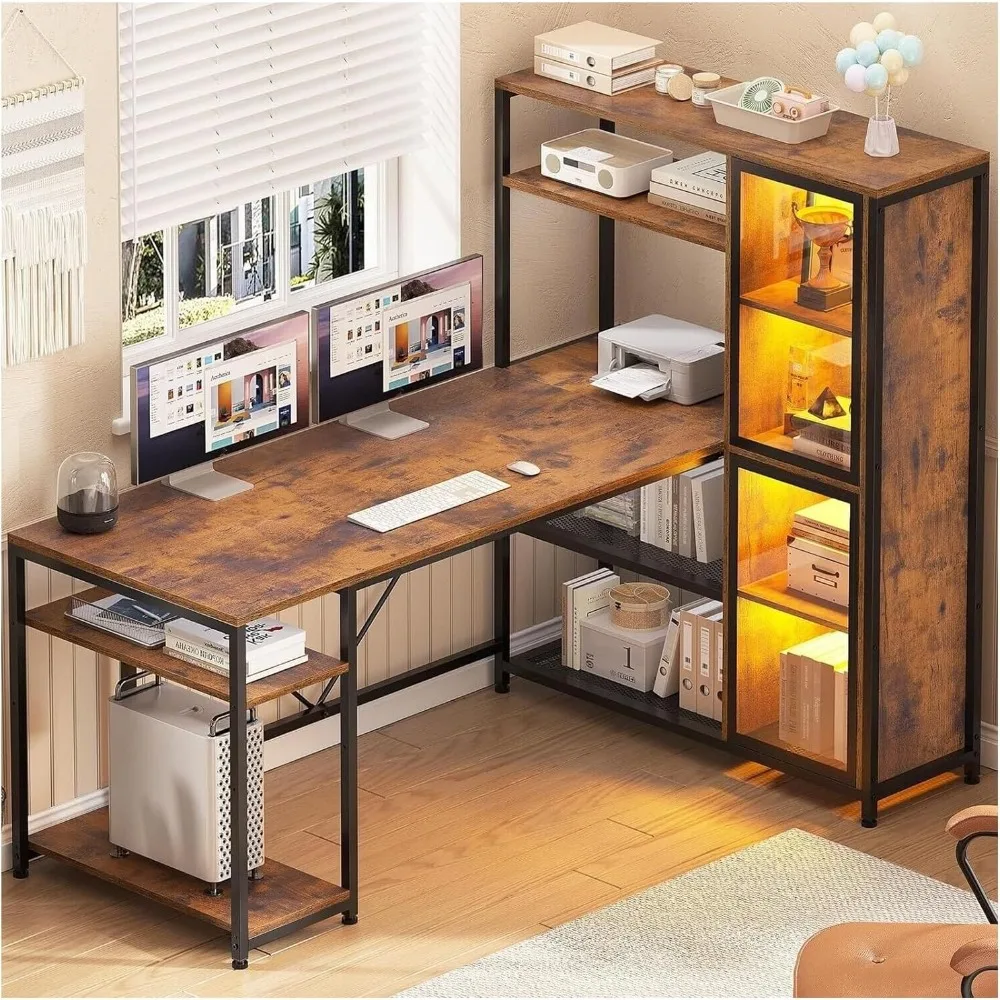 59” L Shaped Gaming Desk with 4 Display Cabinet,Computer Desk with RGB LED Light,Bookshelf Storage Shelves,Computer Desk
59” L Shaped Gaming Desk with 4 Display Cabinet,Computer Desk with RGB LED Light,Bookshelf Storage Shelves,Computer Desk