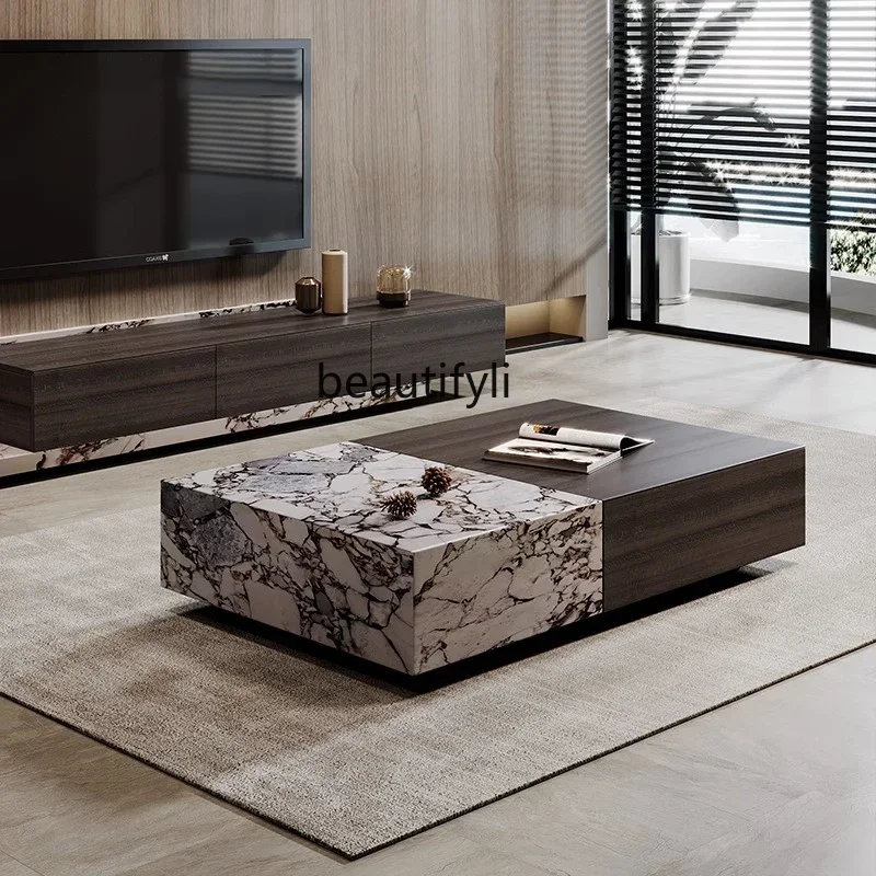 xz1Smoked color rectangular solid wood rock slab coffee table Italian storage living room household tea table
xz1Smoked color rectangular solid wood rock slab coffee table Italian storage living room household tea table