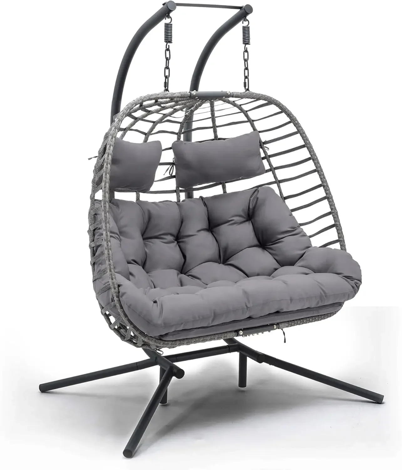 Double Egg Chair with Stand for Outdoor and Indoor Use, Cozy 2 Person Swing Egg Chair , Foldable Hanging Loveseat(Dark Grey)
Double Egg Chair with Stand for Outdoor and Indoor Use, Cozy 2 Person Swing Egg Chair , Foldable Hanging Loveseat(Dark Grey)