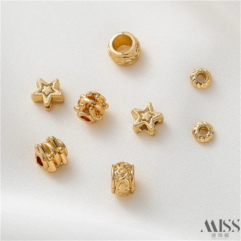 14K Color Retro Pattern Transfer Bead Pentagram Bead Spacer Flying Saucer Tic-tac Loose Bead DIY Jewelry Accessories Material
14K Color Retro Pattern Transfer Bead Pentagram Bead Spacer Flying Saucer Tic-tac Loose Bead DIY Jewelry Accessories Material