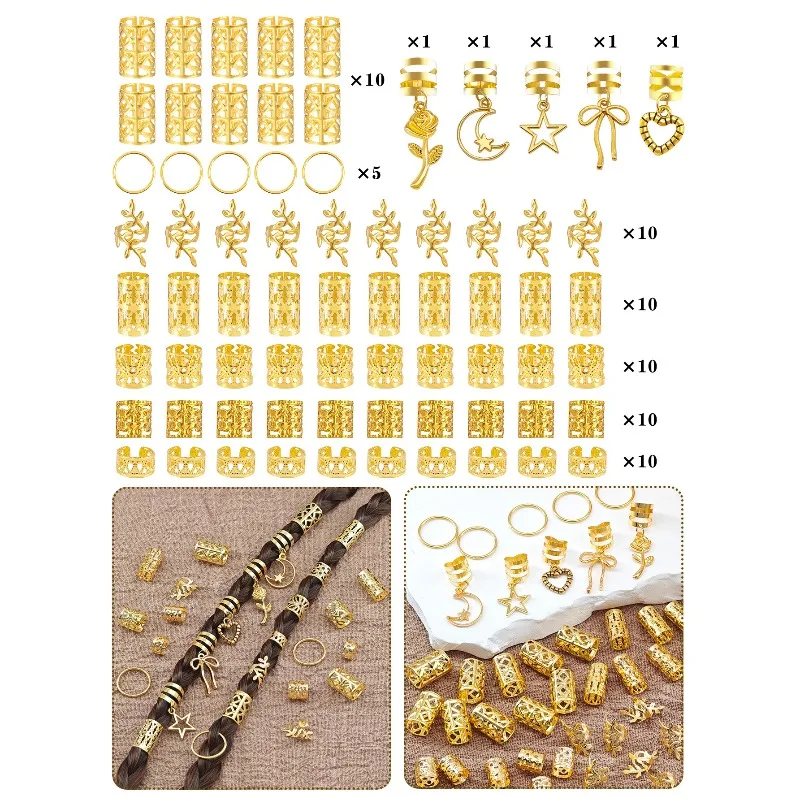70Pcs Gold Star Moon Rose Heart Bow Hair Rings New Design Fashion Hair Cuffs for Woman Braids Dreadlocks Secure Fit Non Slip
70Pcs Gold Star Moon Rose Heart Bow Hair Rings New Design Fashion Hair Cuffs for Woman Braids Dreadlocks Secure Fit Non Slip