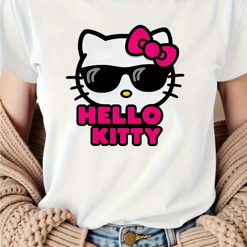Супер крутая футболка с солнцезащитными очками Hello Kitty, новая летняя хлопковая женская футболка Sanrio больших размеров, повседневный свободный топ с короткими рукавами
Супер крутая футболка с солнцезащитными очками Hello Kitty, новая летняя хлопковая женская футболка Sanrio больших размеров, повседневный свободный топ с короткими рукавами