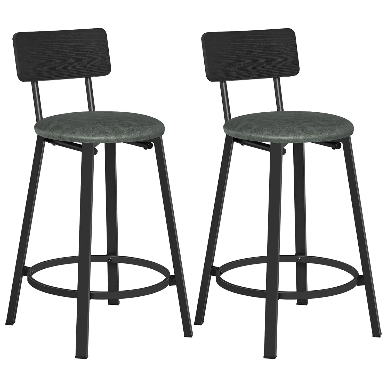 Set of 2 PU Upholstered Breakfast Bar Stools,29 Inch Barstools with Back and Footrest,Simple Assembly,Classic Black and Green
Set of 2 PU Upholstered Breakfast Bar Stools,29 Inch Barstools with Back and Footrest,Simple Assembly,Classic Black and Green