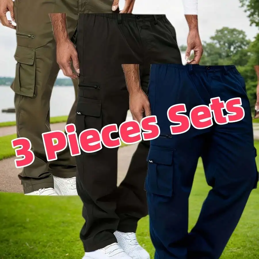 Mens Loose Cargo Pants 3 Pieces Set For Outdoor Fitness Sports
Mens Loose Cargo Pants 3 Pieces Set For Outdoor Fitness Sports