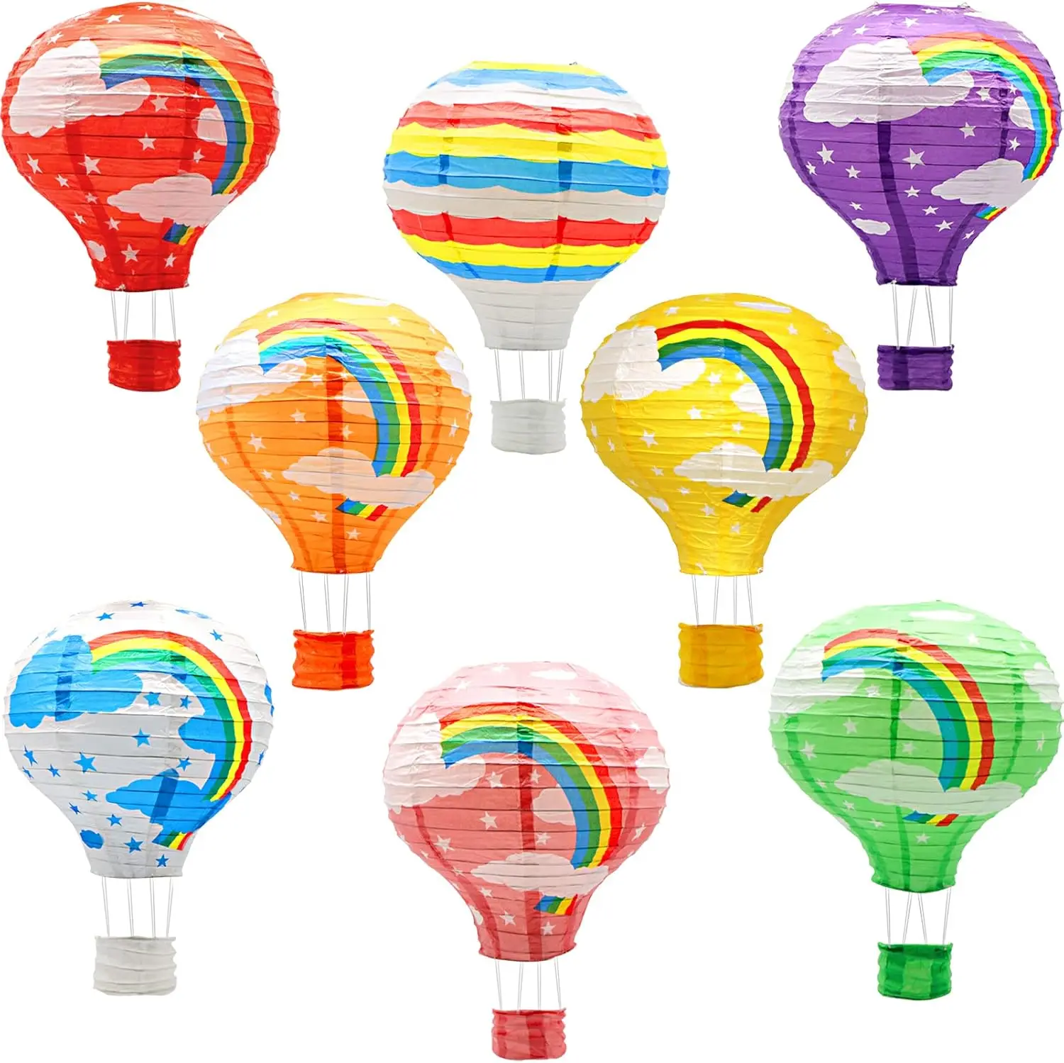 12" Rainbow Hot Air Balloon Paper Lanterns, 8-Pack for Party Decor
12" Rainbow Hot Air Balloon Paper Lanterns, 8-Pack for Party Decor