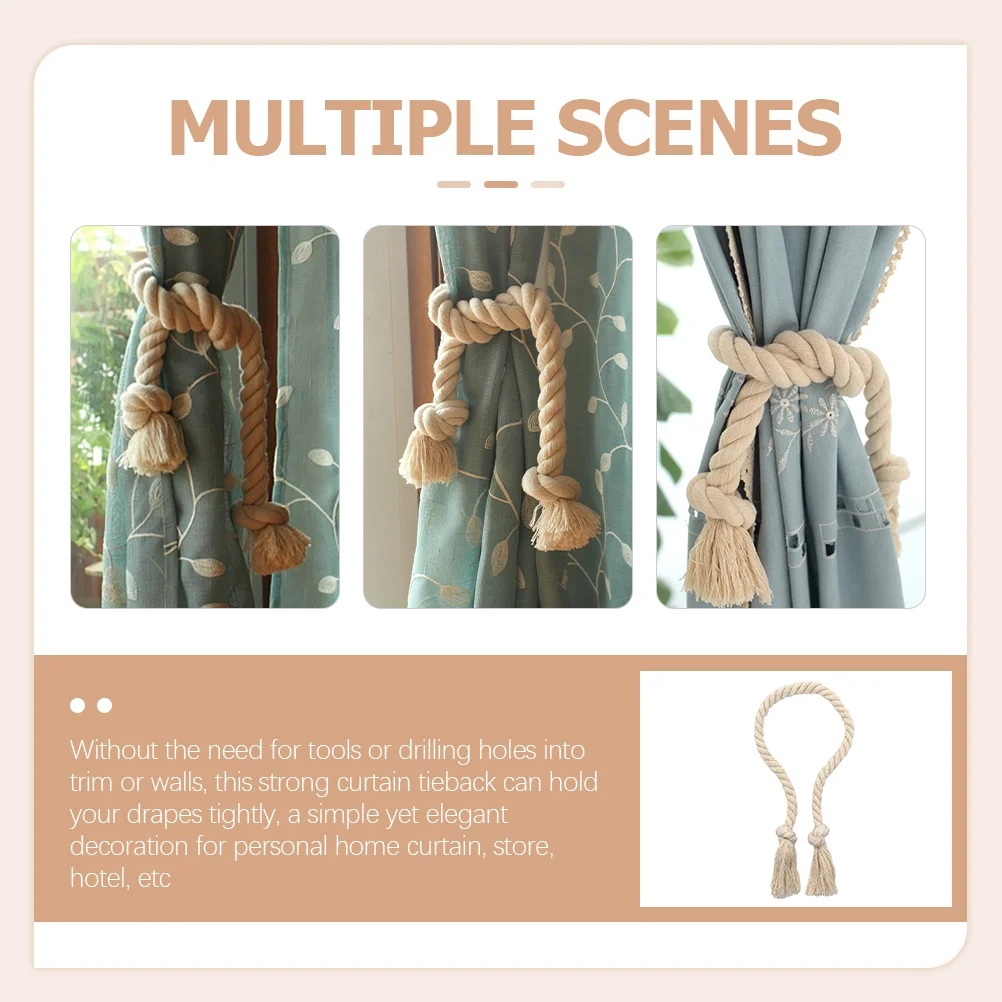 6 Pcs Cotton Rope Tiebacks Curtain Buckle Ropes for Curtains Accessories Decorative Beige 
6 Pcs Cotton Rope Tiebacks Curtain Buckle Ropes for Curtains Accessories Decorative Beige
