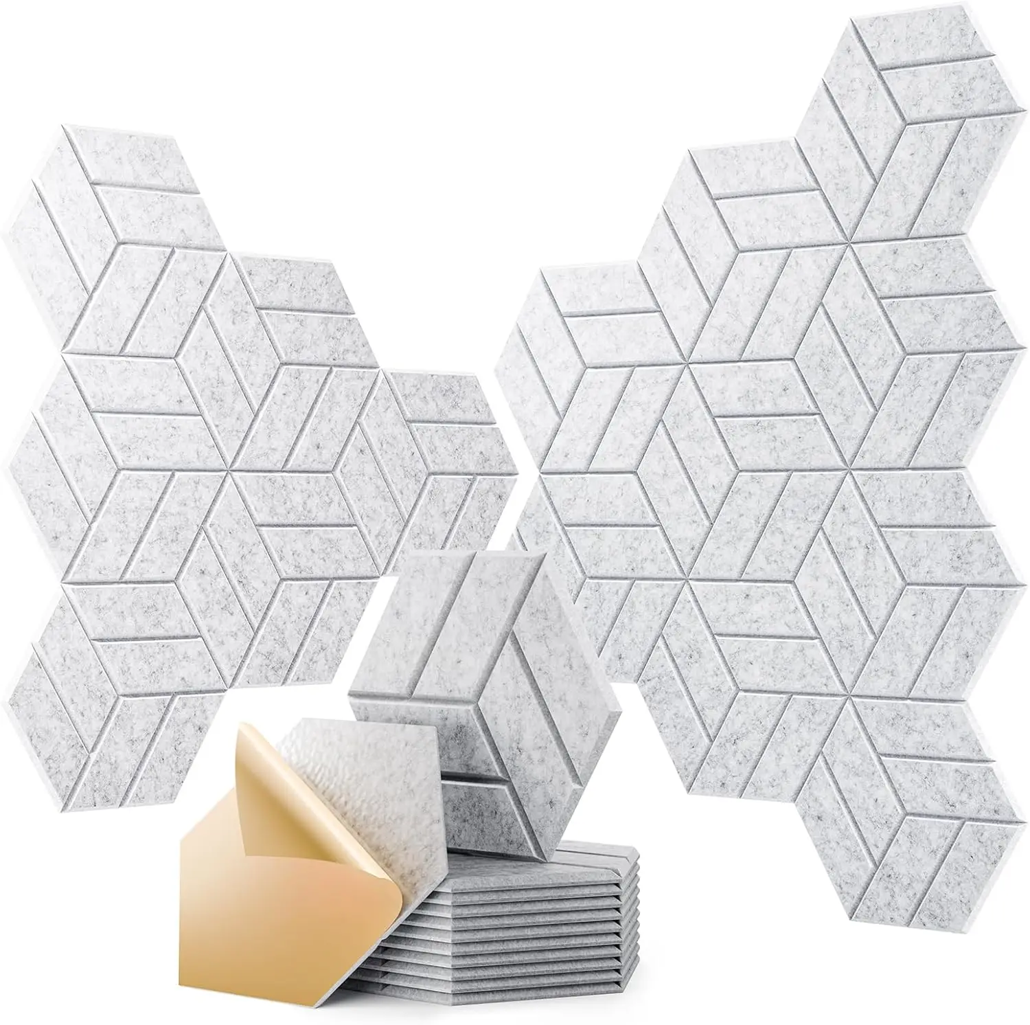 Self-Adhesive Acoustic Panels, 12x10x0.4in Hexagonal Soundproof Foam, High Density, Silver Gray
Self-Adhesive Acoustic Panels, 12x10x0.4in Hexagonal Soundproof Foam, High Density, Silver Gray
