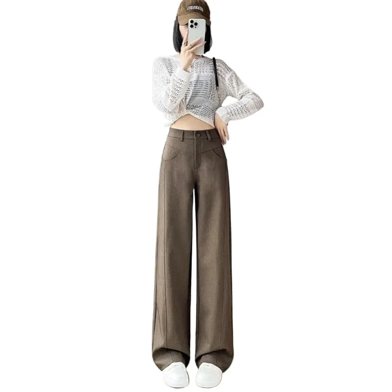 Women Banana Pants High Waist Show Plus Fleece Thick Loose Straight Leg Casual Pants Maillard Narrow Version of Wide Leg Pants
Women Banana Pants High Waist Show Plus Fleece Thick Loose Straight Leg Casual Pants Maillard Narrow Version of Wide Leg Pants