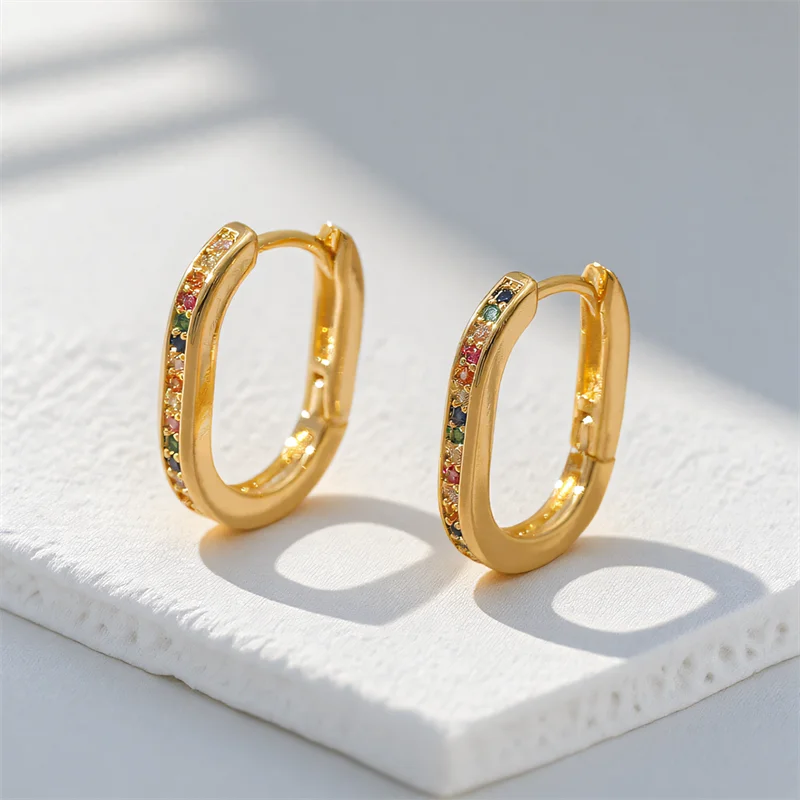 Rainbow Zircon Small U Shape Thin Hoop Earrings For Women Men Vintage Gold Color Tiny Ear Buckle Wedding Party Versatile Jewelry
Rainbow Zircon Small U Shape Thin Hoop Earrings For Women Men Vintage Gold Color Tiny Ear Buckle Wedding Party Versatile Jewelry