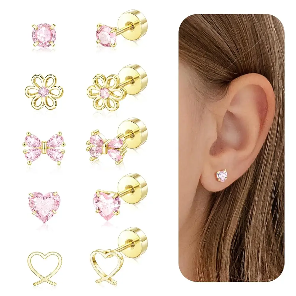 Hypoallergenic Earrings for Girls,Toddler Screw Back Earrings for Kids Baby Women,Lightweight Surgical Steel Cute Pink Bow Bu
Hypoallergenic Earrings for Girls,Toddler Screw Back Earrings for Kids Baby Women,Lightweight Surgical Steel Cute Pink Bow Bu