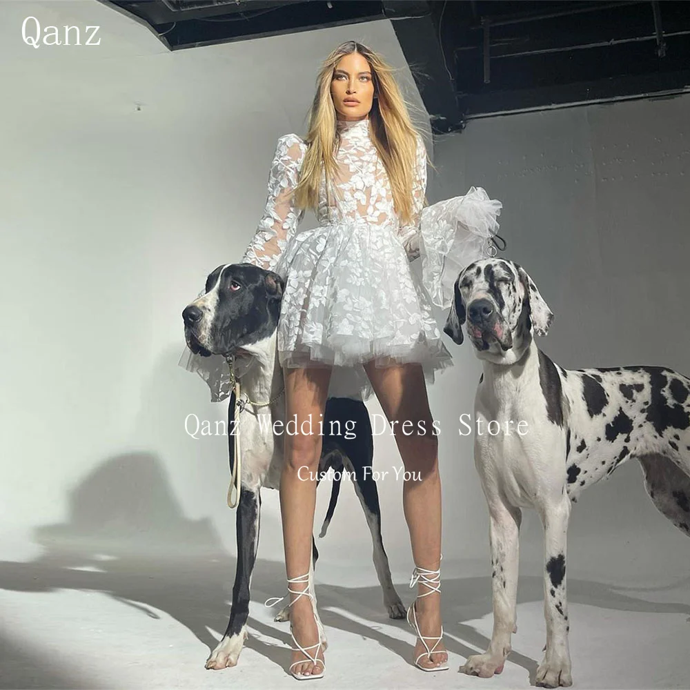 Qanz Bohemian Short Wedding Dress Lace Appliques Long Sleeves High Neck Party Dresses See Through A Line Women Bridal Gowns
Qanz Bohemian Short Wedding Dress Lace Appliques Long Sleeves High Neck Party Dresses See Through A Line Women Bridal Gowns
