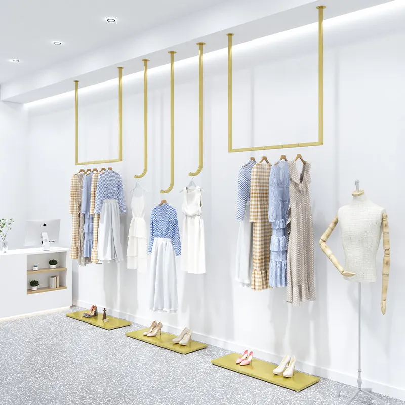 Wall hanger clothing store nano gold wall-mounted display rack women's clothing store ceiling display rack support customization
Wall hanger clothing store nano gold wall-mounted display rack women's clothing store ceiling display rack support customization