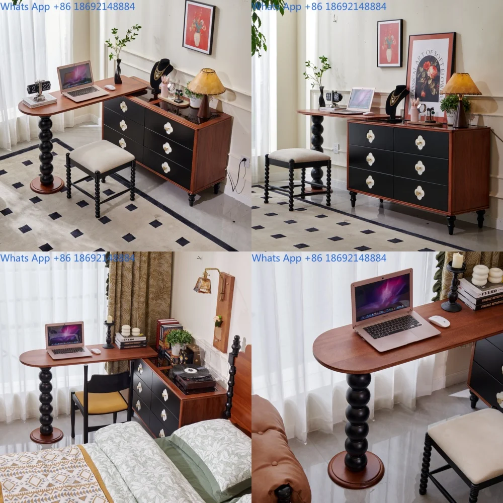 French Vintage Dressing Table with Stool Wooden Vanity for Bedroom Small Space Luxury Design
French Vintage Dressing Table with Stool Wooden Vanity for Bedroom Small Space Luxury Design