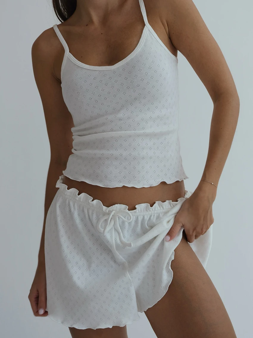 Marthaqiqi Knitted Ladies Sleepwear Suit Crop Top Pajamas Tank Top Nightwear Spaghetti Strap Nightie Shorts Casual Nightgown Set
Marthaqiqi Knitted Ladies Sleepwear Suit Crop Top Pajamas Tank Top Nightwear Spaghetti Strap Nightie Shorts Casual Nightgown Set