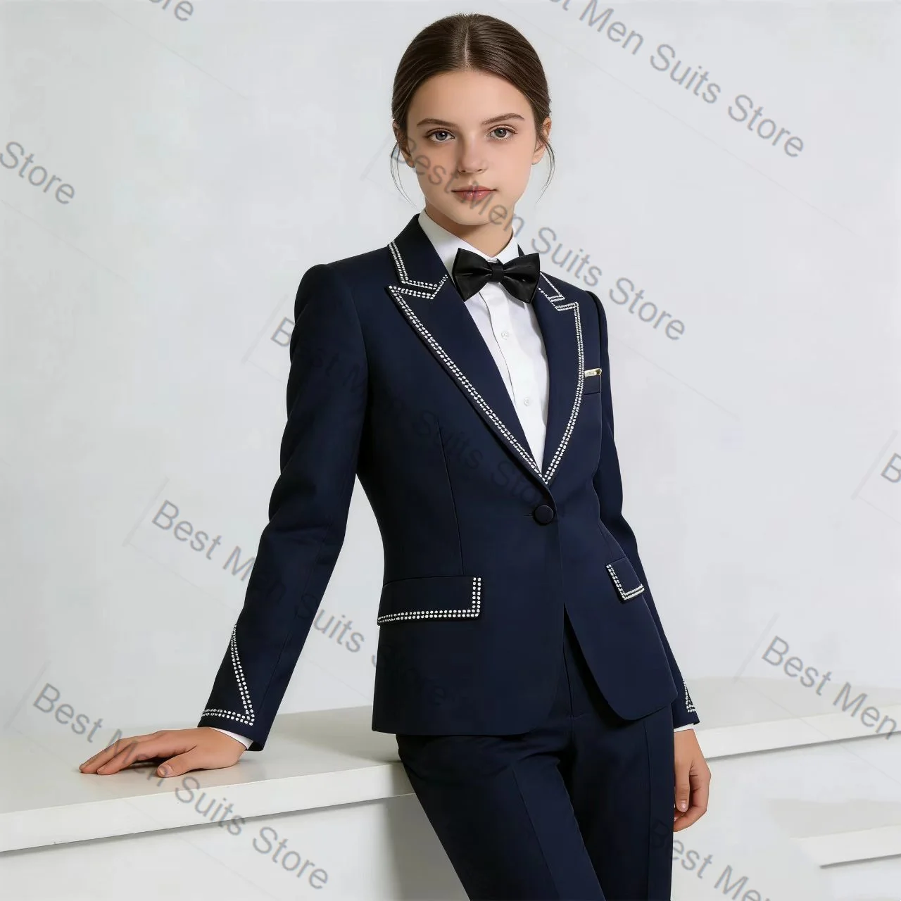 Navy Blue Women Suit Set 2 Pcs Blazer Pants Trousers Crystals Cotton Formal Office Jacket Customized Wedding Tuxedo Guest Coat
Navy Blue Women Suit Set 2 Pcs Blazer Pants Trousers Crystals Cotton Formal Office Jacket Customized Wedding Tuxedo Guest Coat