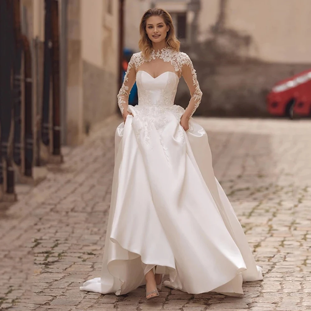 Bohemian Wedding Dresses Women's Long sleeved Sweetheart Elegant Lace Applique Princess Bridal Gowns A-Line Plus Size 2023 Robe
Bohemian Wedding Dresses Women's Long sleeved Sweetheart Elegant Lace Applique Princess Bridal Gowns A-Line Plus Size 2023 Robe
