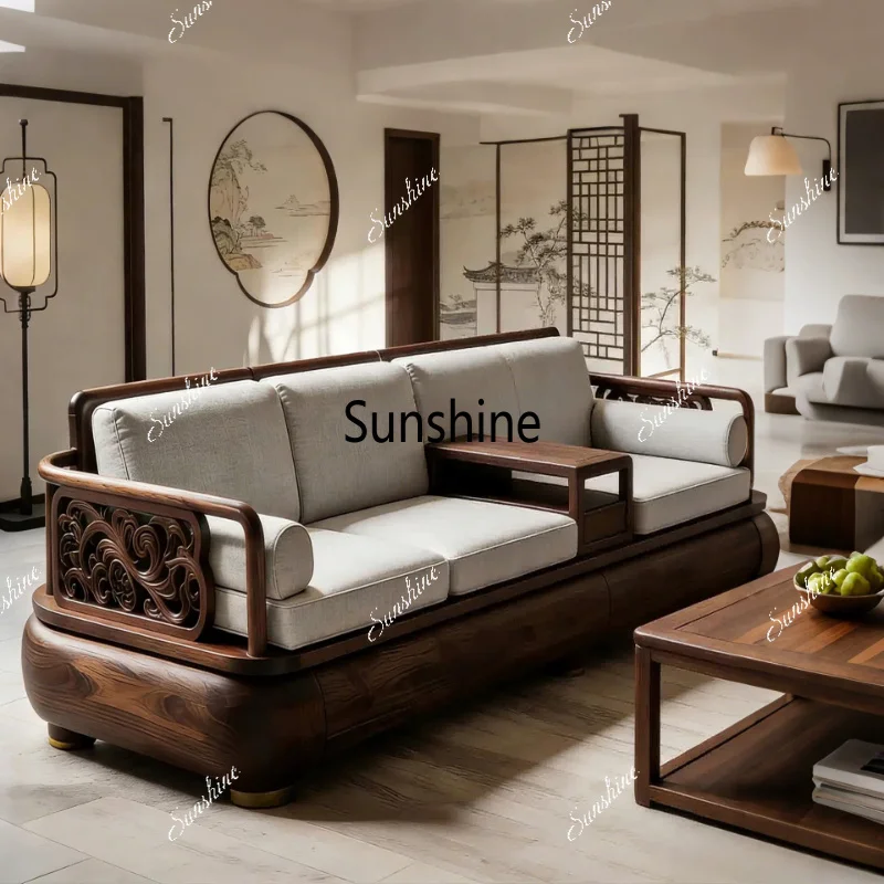 New Chinese solid wood Arhat bed Zen engraved high-end large apartment living room sofa
New Chinese solid wood Arhat bed Zen engraved high-end large apartment living room sofa