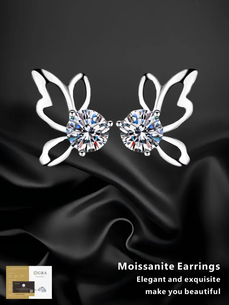 Moissanite Plata Sterling 925 Silver Earrings for Women Light Luxury Stud Butterfly Fashion Jewelry
Moissanite Plata Sterling 925 Silver Earrings for Women Light Luxury Stud Butterfly Fashion Jewelry