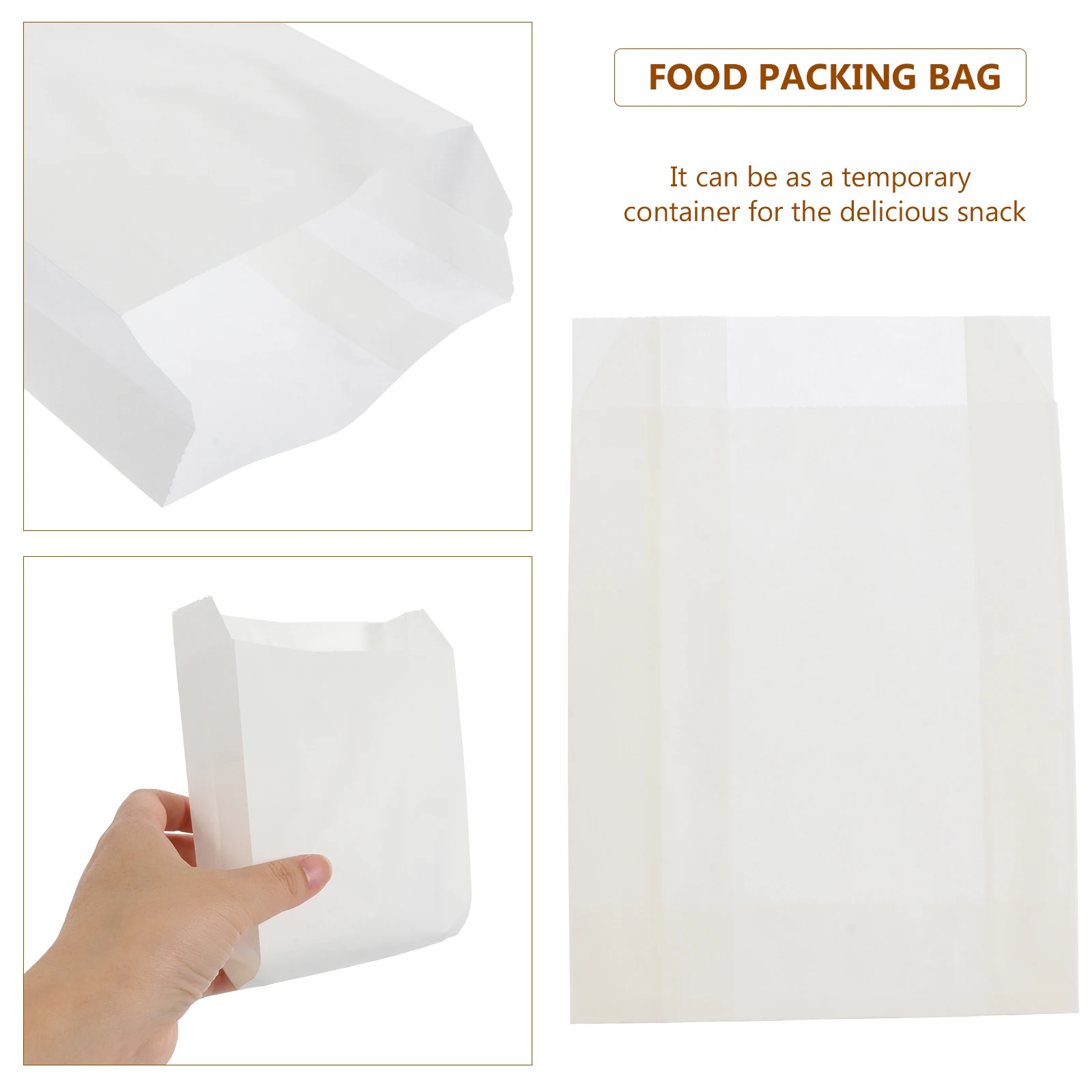 100pcs Food Packing Bags Oil Proof Snack Takeaway Disposable Containers White Lunch Sacks Chip Wrapping Kitchen Use
100pcs Food Packing Bags Oil Proof Snack Takeaway Disposable Containers White Lunch Sacks Chip Wrapping Kitchen Use