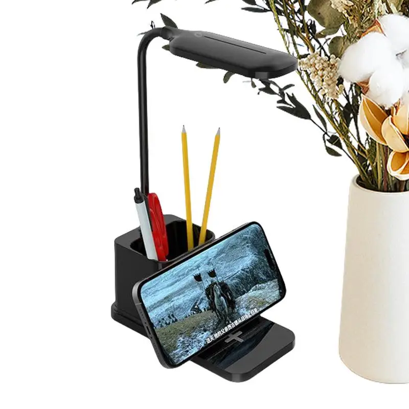 Desktop Lamp Wireless Charger LED Desk Light Eye-Caring Lighting Adjustable Brightness Pen Holder Desktop Accessories Table
Desktop Lamp Wireless Charger LED Desk Light Eye-Caring Lighting Adjustable Brightness Pen Holder Desktop Accessories Table