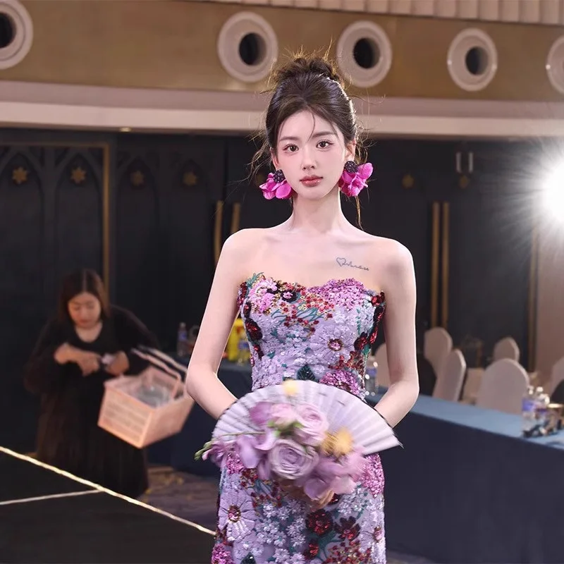 Tube Top Dress 2026 New Women's Elegant Long Evening Dress for Ladies Heavy Embroidery Sequins Birthday Little Dress Banquet
Tube Top Dress 2026 New Women's Elegant Long Evening Dress for Ladies Heavy Embroidery Sequins Birthday Little Dress Banquet