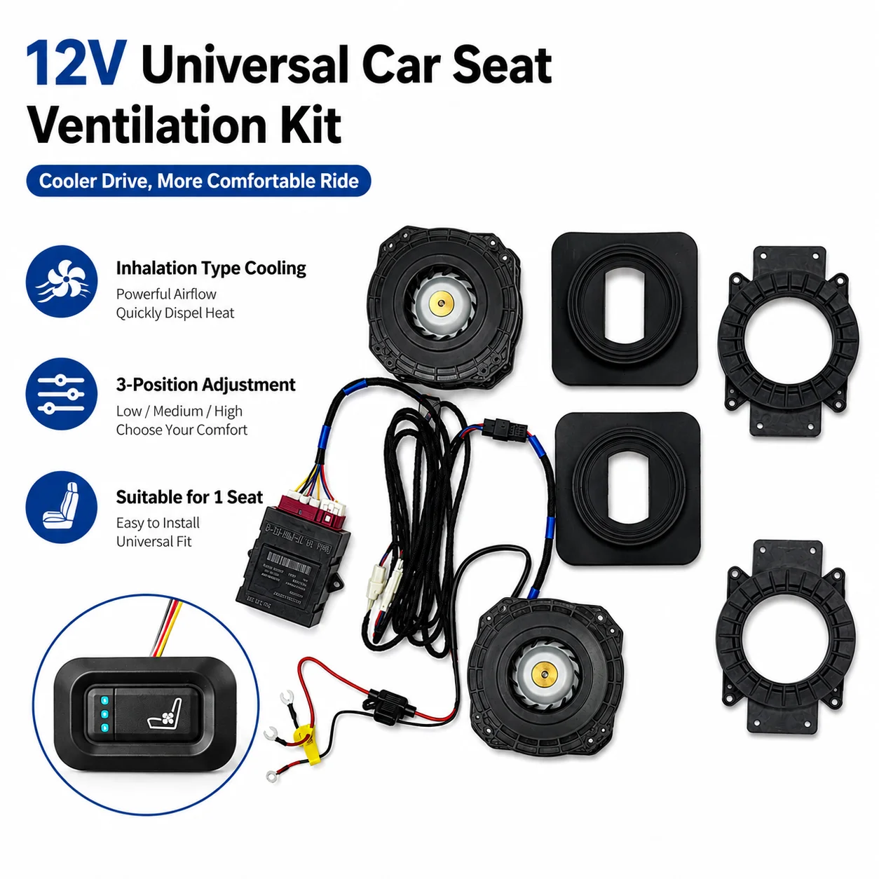 12V Car Safety Seat Ventilation Cooling Kit 3Level Adjustment Includes Switch And Wiring Harness For Summer Driving
12V Car Safety Seat Ventilation Cooling Kit 3Level Adjustment Includes Switch And Wiring Harness For Summer Driving