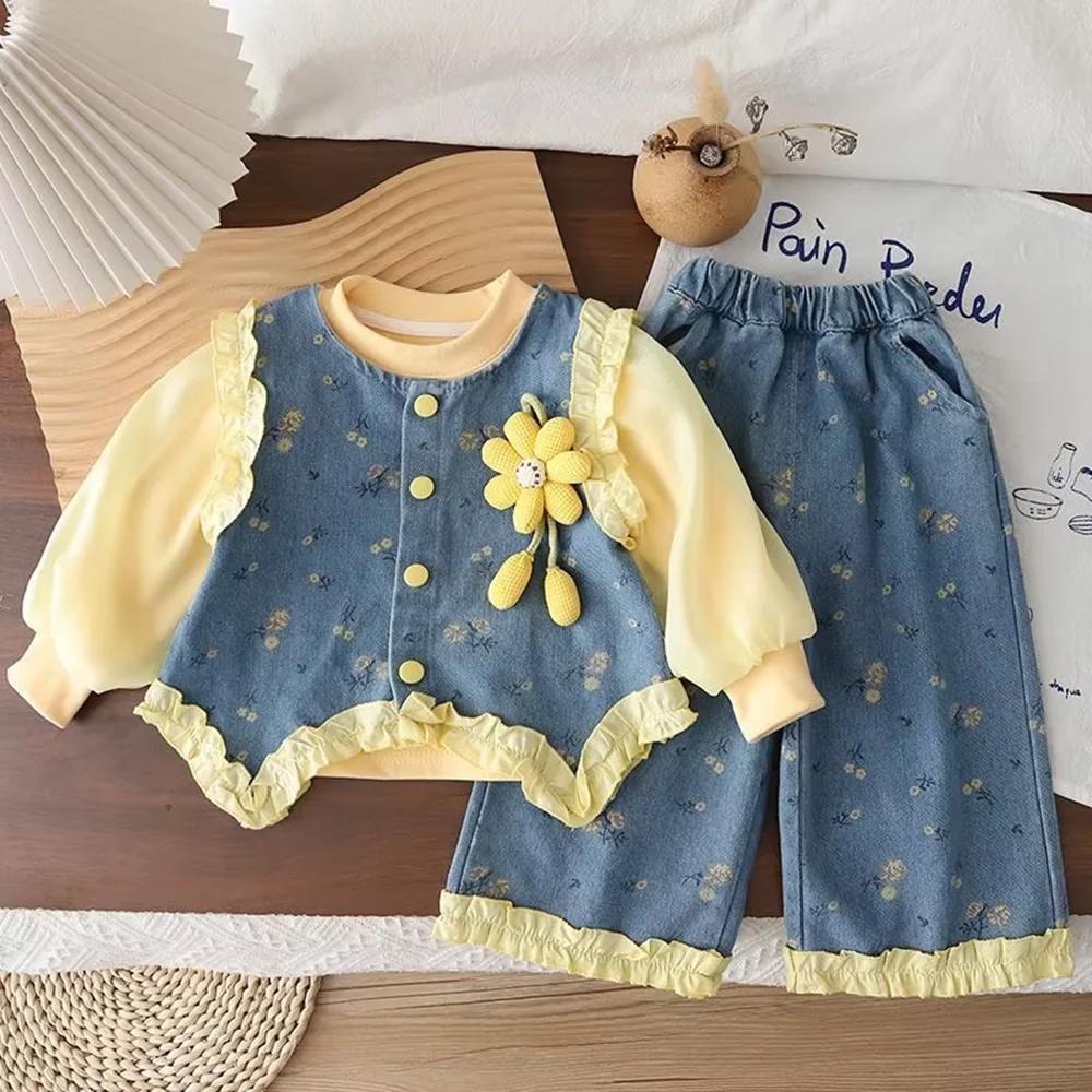 Girls Set Spring Autumn Clothing New Children's Floral Vest Long Sleeve T-Shirt Denim Pants Set Kids Fashion 3 Piece Outfit 1-5Y
Girls Set Spring Autumn Clothing New Children's Floral Vest Long Sleeve T-Shirt Denim Pants Set Kids Fashion 3 Piece Outfit 1-5Y