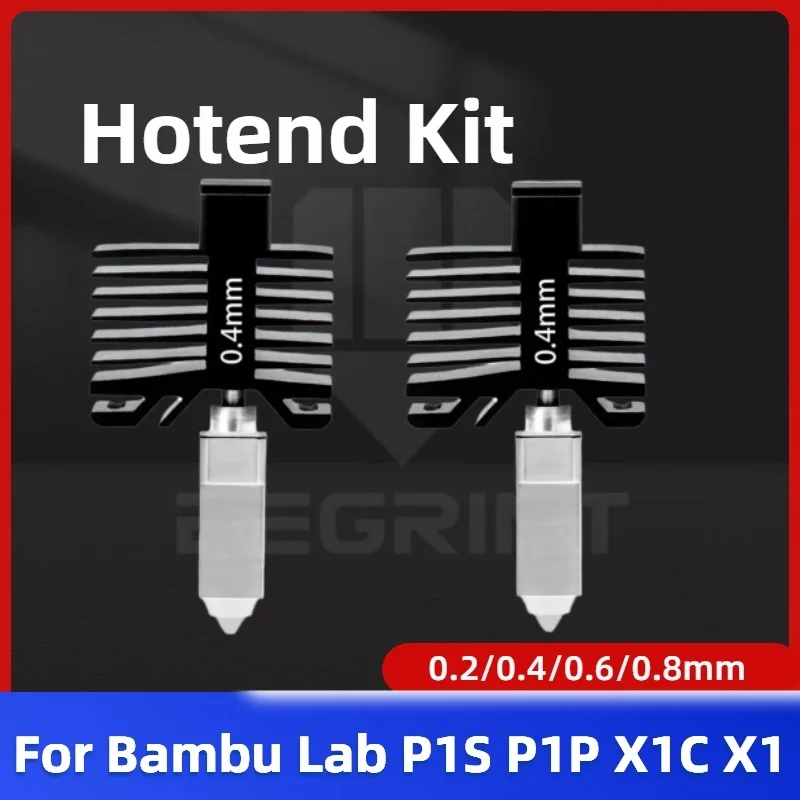 High-Performance Hotend Kit for Bambu Lab P1S/P1P/X1C/X1–Faster Heating and High Flow with Interchangeable Nozzle Set (0.2-0.8)