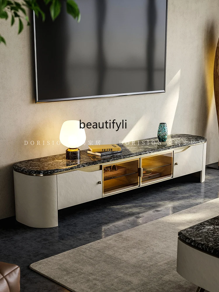 Light luxury TV cabinet Living room advanced sense cabinet Italian natural marble TV cabinet
Light luxury TV cabinet Living room advanced sense cabinet Italian natural marble TV cabinet
