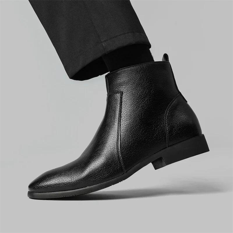 Business Chelsea Men Pointed Leather High Shoes Fashion Slip-on Formal Boots Wedding Party Dress Senior Casual Versatile Boots
Business Chelsea Men Pointed Leather High Shoes Fashion Slip-on Formal Boots Wedding Party Dress Senior Casual Versatile Boots
