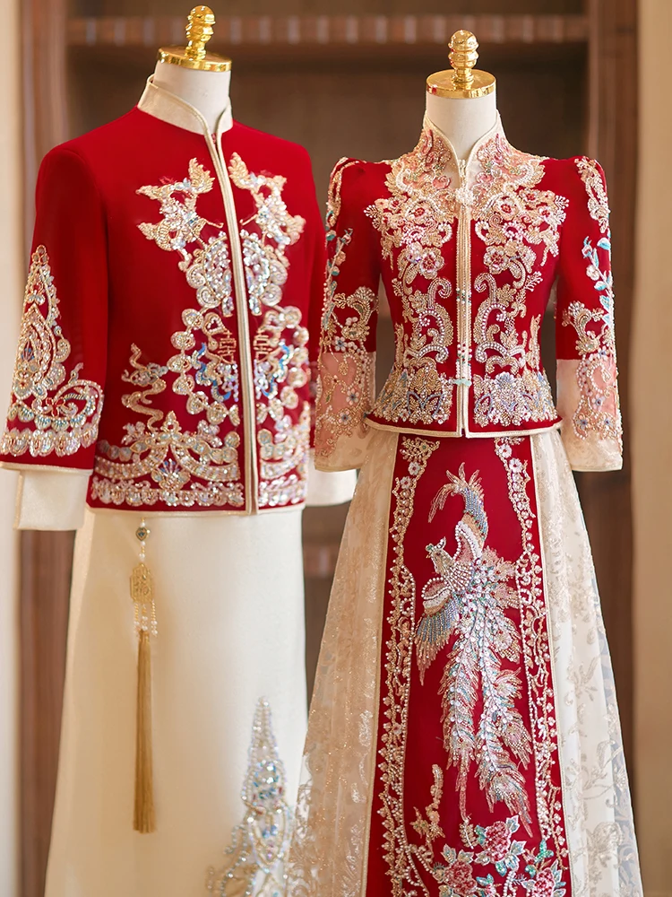 Ele Chinese Sle Wedding Dr New 2025 ow Slimming Bridal Gown Seven Sve Length round Collar Embroidered Design
Ele Chinese Sle Wedding Dr New 2025 ow Slimming Bridal Gown Seven Sve Length round Collar Embroidered Design