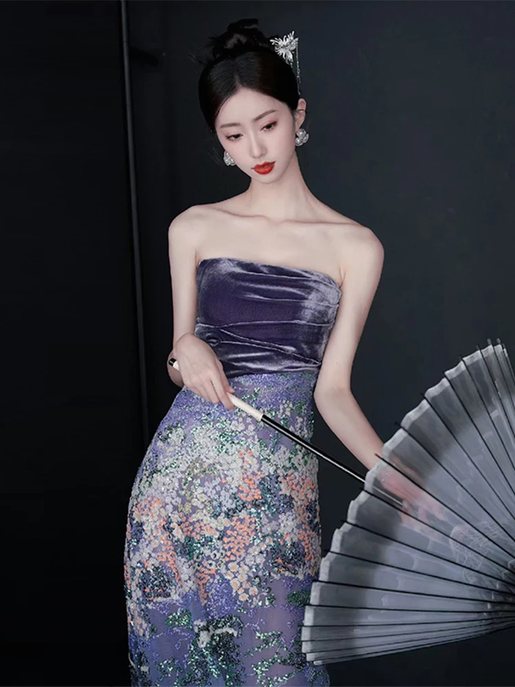 New Chinese Banquet Evening Dress 2025 Marriage Engagement Bridal Tube Top Toast High-Grade Temperament Morning Gowns
New Chinese Banquet Evening Dress 2025 Marriage Engagement Bridal Tube Top Toast High-Grade Temperament Morning Gowns