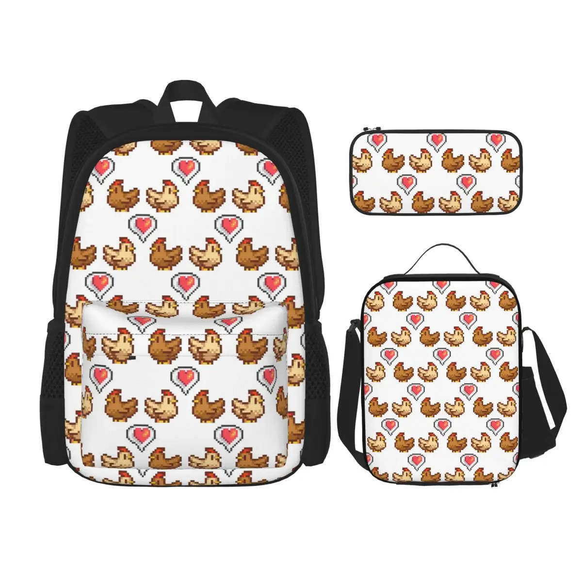Stardew Valley Chicken Lov Backpacks Children Bookbag School Bags Rucksack Lunch Bag Pen Bag Three-Piece Set
Stardew Valley Chicken Lov Backpacks Children Bookbag School Bags Rucksack Lunch Bag Pen Bag Three-Piece Set