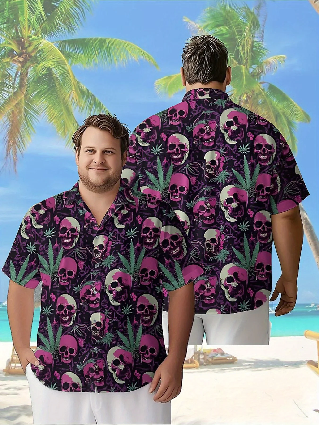 Men's Plus Size Hawaiian Shirts Skulls and Leaves Pattern, Summer Casual Tops, Outdoor and Party, Streetwear
Men's Plus Size Hawaiian Shirts Skulls and Leaves Pattern, Summer Casual Tops, Outdoor and Party, Streetwear
