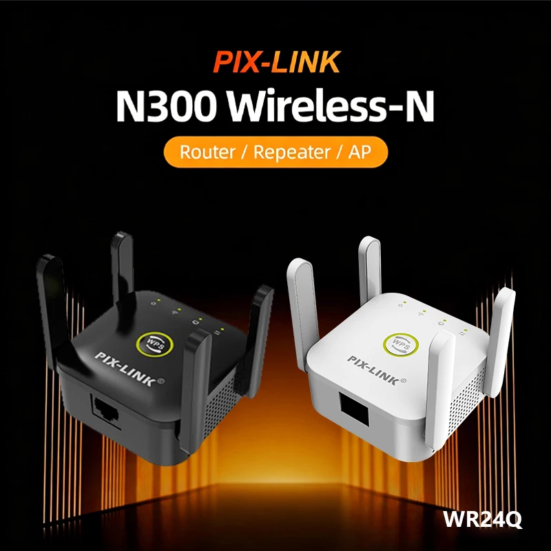PIX-LINK WR24Q N300 Universal WiFi Repeater 300Mbps Wireless Router Signal Booster for Home WPS Easy Setup Extender
PIX-LINK WR24Q N300 Universal WiFi Repeater 300Mbps Wireless Router Signal Booster for Home WPS Easy Setup Extender
