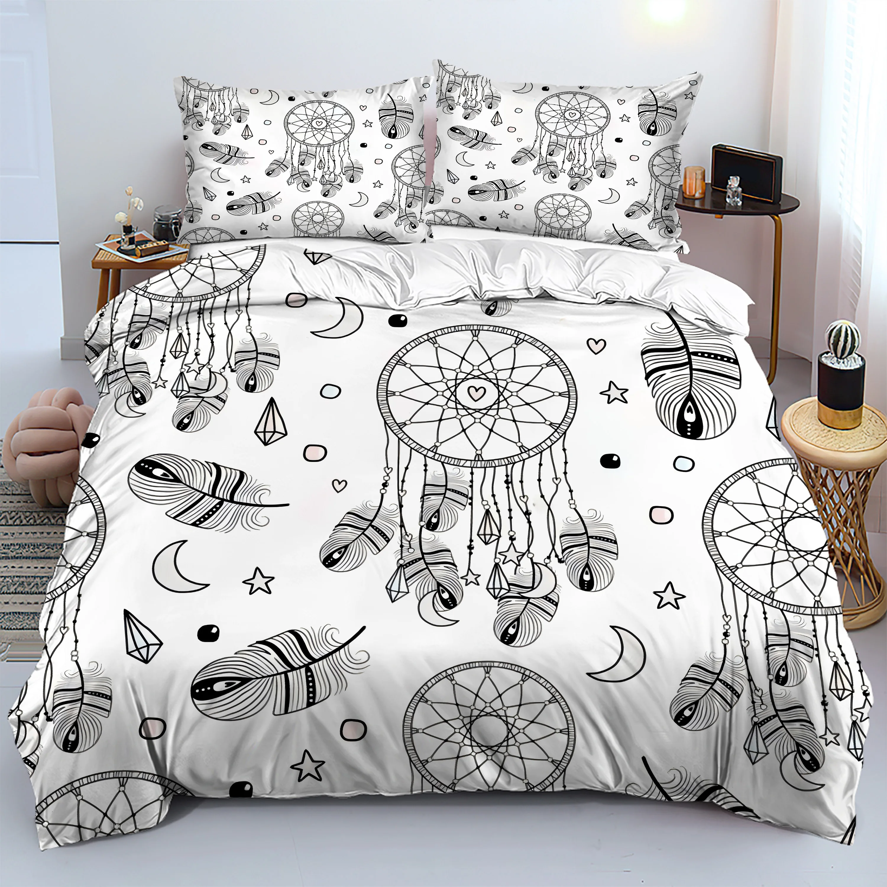 Moon Dreamcatcher Feather 3D printed bedding cover pillowcase Elegant Bohemian Style Duvet Cover For Teens Adults Quilt cover
Moon Dreamcatcher Feather 3D printed bedding cover pillowcase Elegant Bohemian Style Duvet Cover For Teens Adults Quilt cover