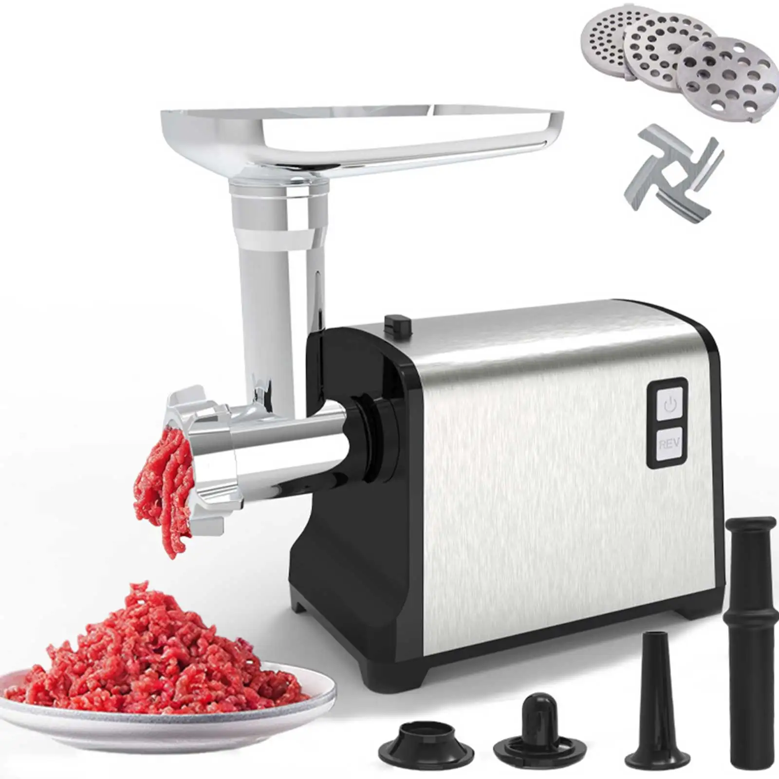 Electric Meat Grinder Stainless Steel Sausage Stuffer Maker 3200W Food Grinder With Blade & 3 Plates, Sausage Stuffer Tubes
Electric Meat Grinder Stainless Steel Sausage Stuffer Maker 3200W Food Grinder With Blade & 3 Plates, Sausage Stuffer Tubes