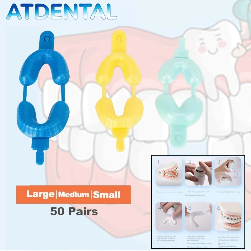 50pcs Disposable Fluoride Trays Dental Foam Gel Applicators 3 Sizes Large Medium Small for Teeth Whitening Oral
50pcs Disposable Fluoride Trays Dental Foam Gel Applicators 3 Sizes Large Medium Small for Teeth Whitening Oral