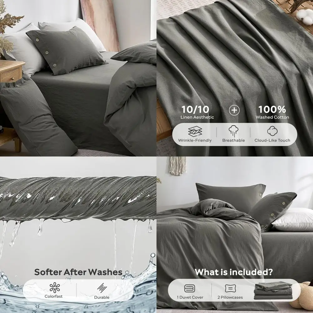 Комплект пододеяльников Queen Size из 100% хлопка с эффектом стирки - дышащий лен, натуральная текстура, застежка на пуговицах, 3 предмета (серый, 90x90)
Комплект пододеяльников Queen Size из 100% хлопка с эффектом стирки - дышащий лен, натуральная текстура, застежка на пуговицах, 3 предмета (серый, 90x90)