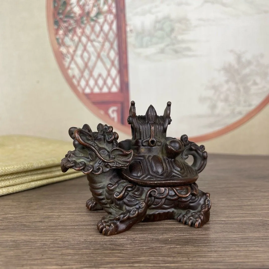 3" Vintage Chinese Copper Alloy Incense Burner Dragon Turtle Money Drawing Decor
3" Vintage Chinese Copper Alloy Incense Burner Dragon Turtle Money Drawing Decor