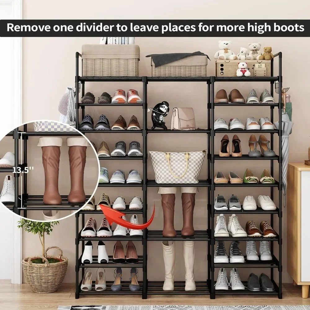 9 Tiers Shoes Rack for Entryway, Shoe Organizer with Hook Rack, Shoe Storage Shelf Organizer Stackable Long Shoe Shelf
9 Tiers Shoes Rack for Entryway, Shoe Organizer with Hook Rack, Shoe Storage Shelf Organizer Stackable Long Shoe Shelf