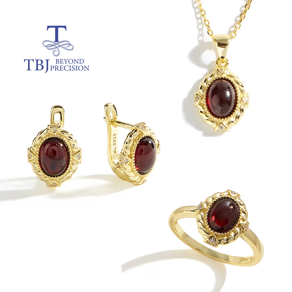 Elegant Natural Garnet 6*8mm Oval Ring Earrings Pendant Necklace Set 925 Sterling Silver Women's Anniversary Gift Jewelry Set
Elegant Natural Garnet 6*8mm Oval Ring Earrings Pendant Necklace Set 925 Sterling Silver Women's Anniversary Gift Jewelry Set