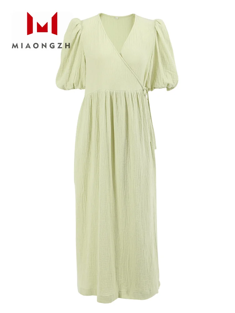 Summer New Solid Fashion Dresses For Women Puff Sleeve V Neck Folds Lace-up Elegant Holiday Dress Female Casual Clothing 2023
Summer New Solid Fashion Dresses For Women Puff Sleeve V Neck Folds Lace-up Elegant Holiday Dress Female Casual Clothing 2023