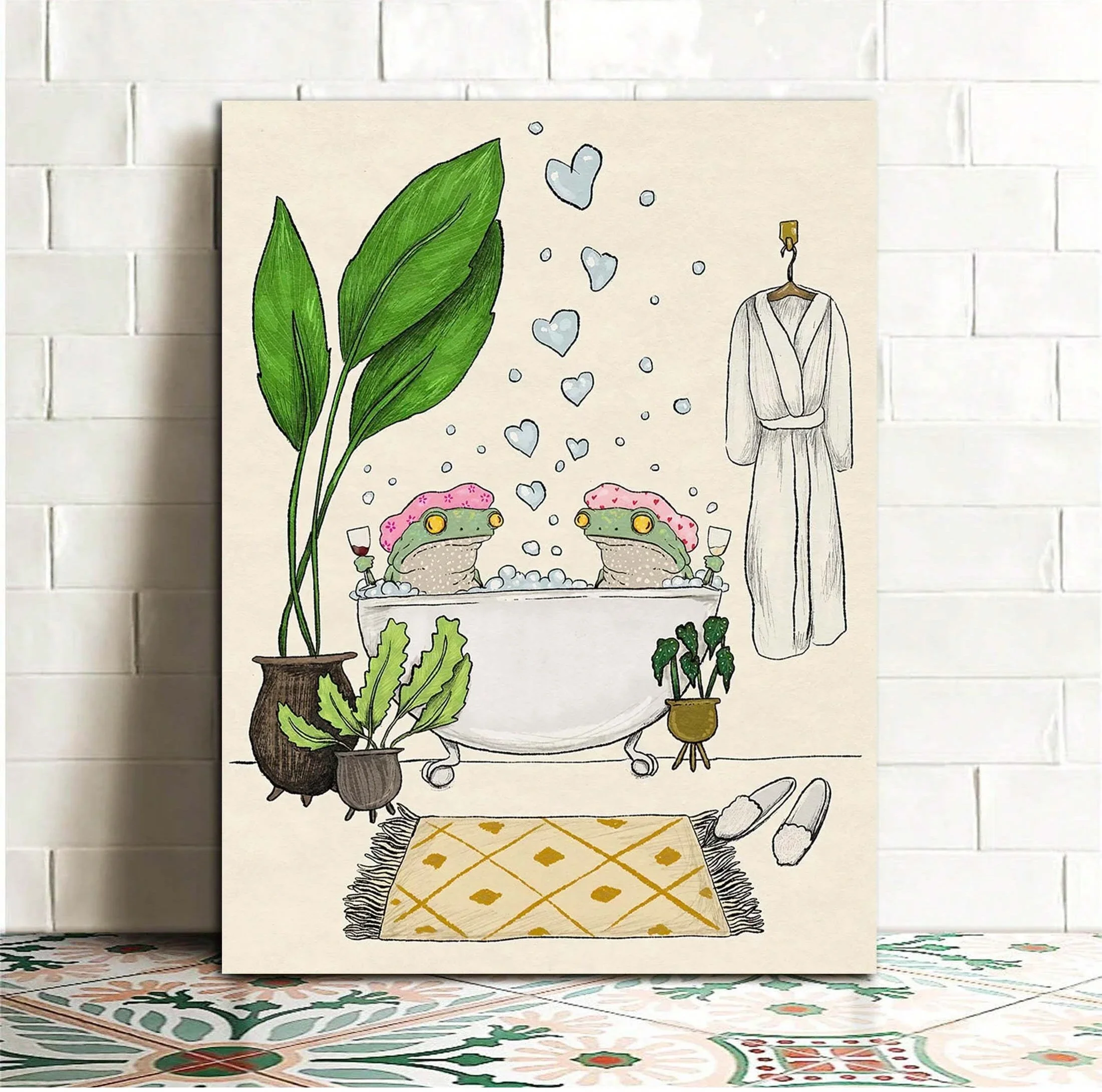 Frogs Taking A Bath Together Animal Poster Wall Decoration Canvas Art Modern Minimalist Style Wall Painting Room Decoration 
Frogs Taking A Bath Together Animal Poster Wall Decoration Canvas Art Modern Minimalist Style Wall Painting Room Decoration