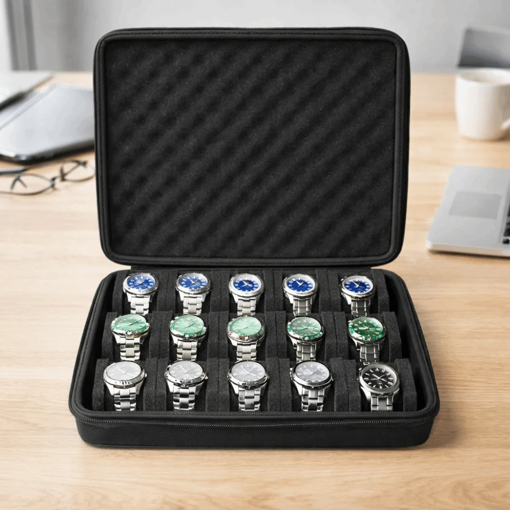 Hard Shell Watch Storage Box Anti Scratching Shockproof Watch Organizer Zippered Closure Black Watch Display Box Home Use
Hard Shell Watch Storage Box Anti Scratching Shockproof Watch Organizer Zippered Closure Black Watch Display Box Home Use