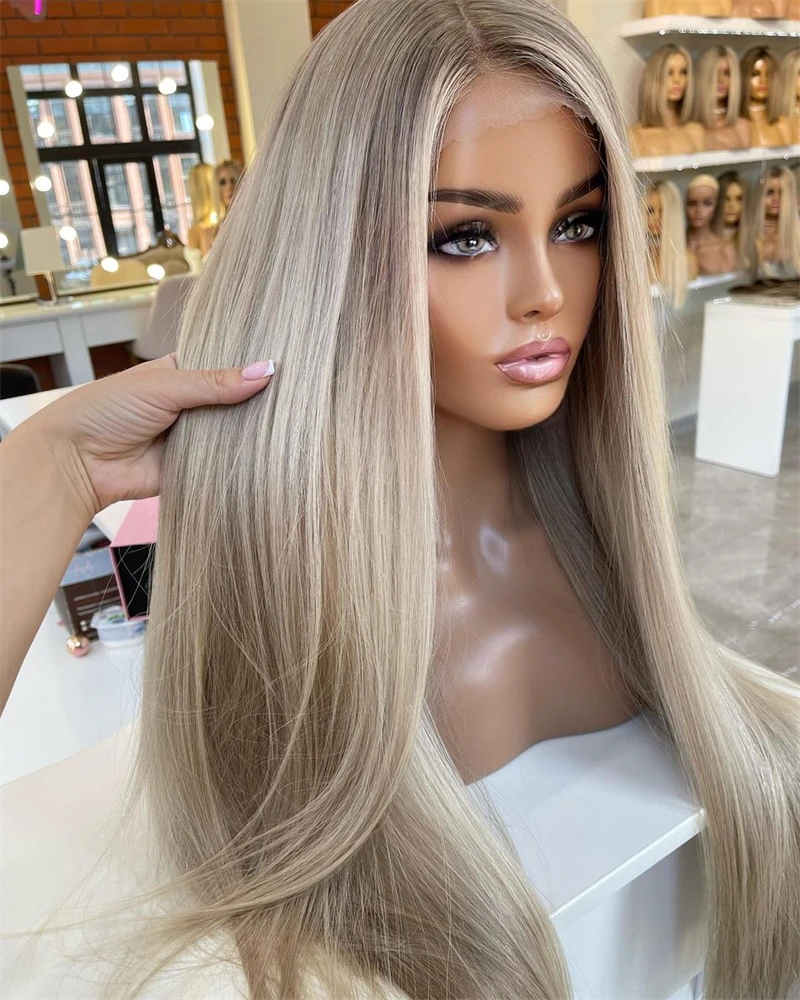 HD Lace Front Glueless Wig Light Grey Ash Blonde Balayage Colored Wig Heat Resistant Luxury Human Hair Synthetic Blended Fiber
HD Lace Front Glueless Wig Light Grey Ash Blonde Balayage Colored Wig Heat Resistant Luxury Human Hair Synthetic Blended Fiber