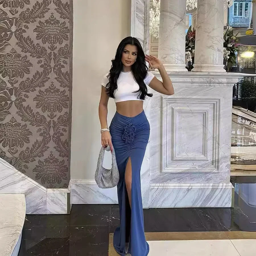 sexy autumn new long skirt for women solid color slim 3D flower pleated slit skirt party prom skirt women clothes
sexy autumn new long skirt for women solid color slim 3D flower pleated slit skirt party prom skirt women clothes