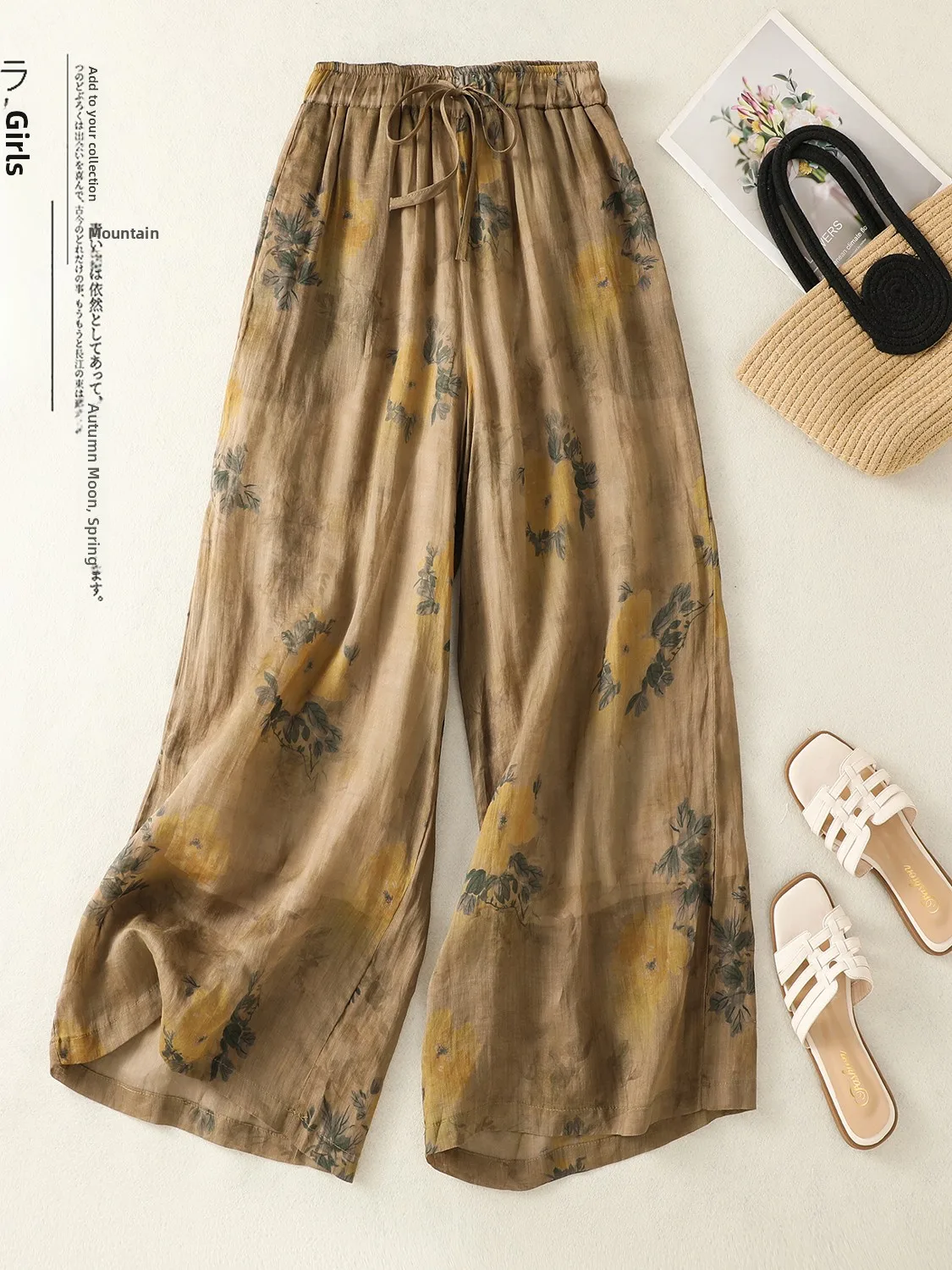 High Waist Wide Leg Pants Women's Casual Floral Print Artistic Versatile Cotton Linen Spring Autumn Season Pear Shaped Body Type
High Waist Wide Leg Pants Women's Casual Floral Print Artistic Versatile Cotton Linen Spring Autumn Season Pear Shaped Body Type
