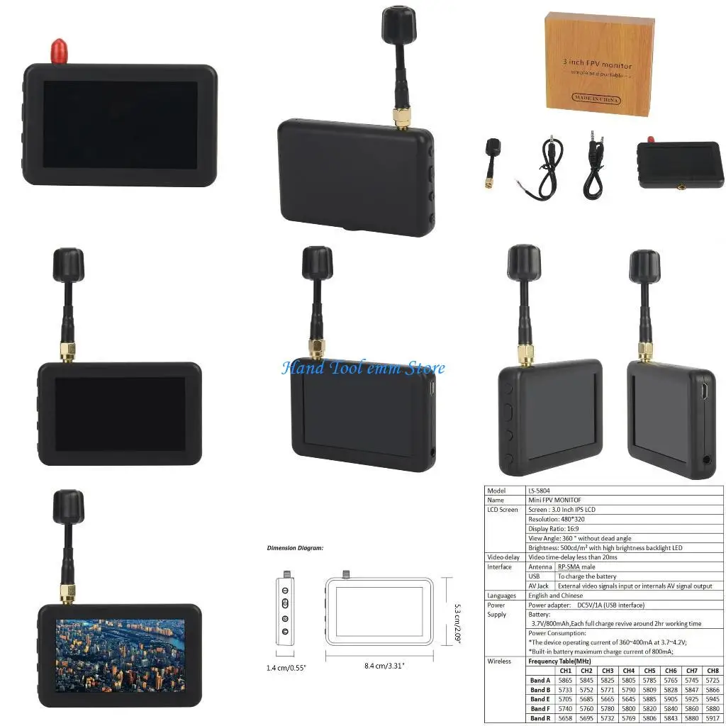 H37F 5.8G 40-Channel 3inch LCD Handheld Screen with Male to Open Wire Antenna
H37F 5.8G 40-Channel 3inch LCD Handheld Screen with Male to Open Wire Antenna